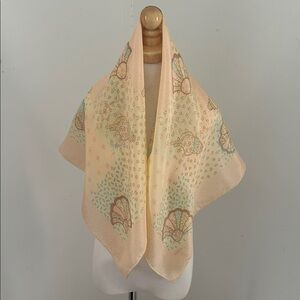 Echo Peach Shell Print Scarf with Aqua and Tan  Accents